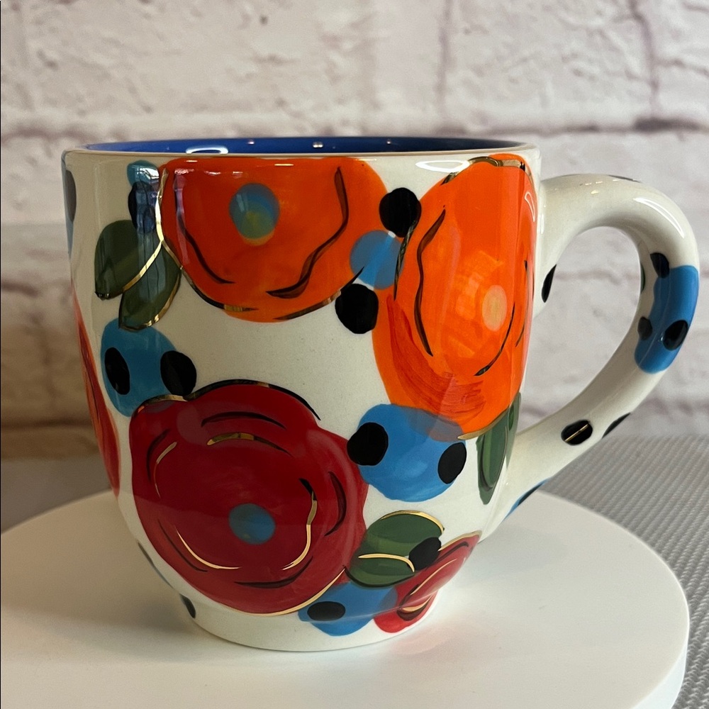 Inspirational Floral Mug with Gold Top Rim